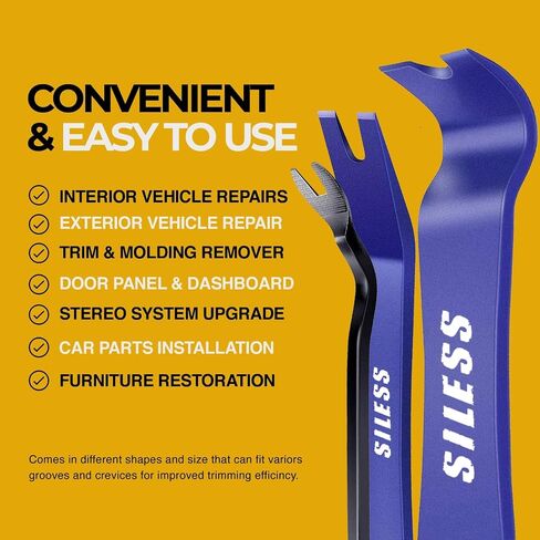 Siless Auto Trim Removal Tool Set - 4 pcs - Auto Trim Tool Car Tools, Easy Door Panel Removal Tool, Fastener Removal, Clip, Molding, Dashboards, Interior Trim Tools (No Scratch Plastic Pry Tool Kit) in Saudi Arabia
