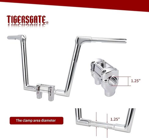 TIGERSGATE Chrome 2 ارتفاع 1 بوصة سحب للخلف 1.25 بوصة حامل مقود تثبيت لموديلات 2018-up Harley FXBB وFXST وFXBR وFXBRS و2021-أحدث FXBBS in Kuwait