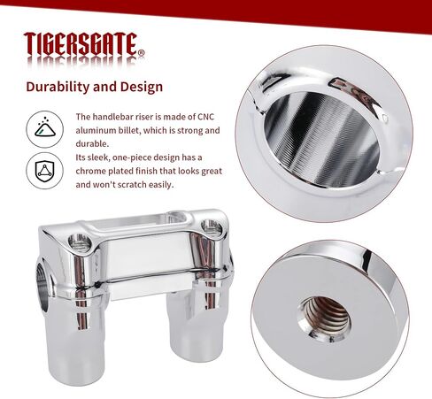 TIGERSGATE Chrome 2 ارتفاع 1 بوصة سحب للخلف 1.25 بوصة حامل مقود تثبيت لموديلات 2018-up Harley FXBB وFXST وFXBR وFXBRS و2021-أحدث FXBBS in Kuwait