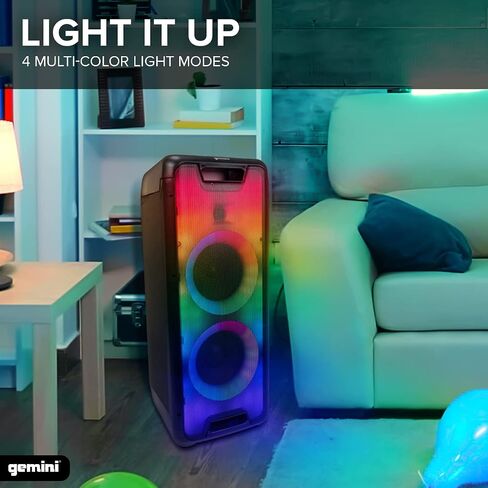 مكبر صوت محمول للحفلات من جيميني GLS-550 - قوة عالية 800 وات، تأثيرات إضاءة LED، بث بلوتوث من فئة هاي فاي، بطارية طويلة الأمد، تتضمن ميكروفون وجهاز تحكم عن بعد in Kuwait