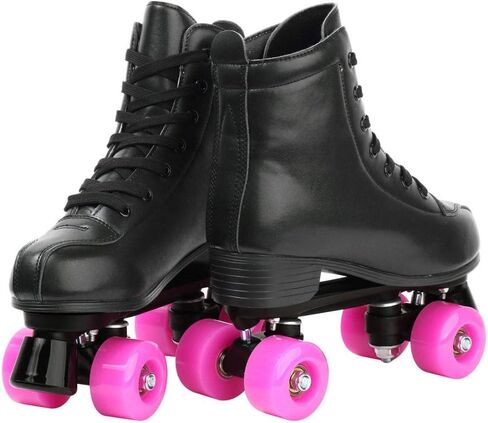 أحذية تزلج دوارة للجنسين من جلد البولي يوريثان، أحذية تزلج كلاسيكية عالية الجودة قابلة للتعديل، صف مزدوج، أربع عجلات لامعة للنساء والرجال والفتيان والفتيات in Kuwait