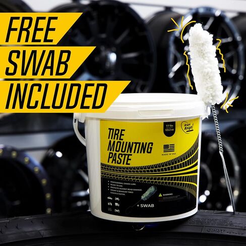 Tire Mounting Paste - Biodegradable Universal Lubricant with Applicator for Motorcycle, Bike, Truck, ATV - Direct Application - For Low-Profile, Aluminum & Alloy Wheel (7.7 Pounds + Swab) in Saudi Arabia