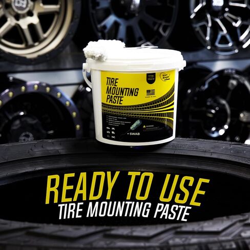Tire Mounting Paste - Biodegradable Universal Lubricant with Applicator for Motorcycle, Bike, Truck, ATV - Direct Application - For Low-Profile, Aluminum & Alloy Wheel (7.7 Pounds + Swab) in Saudi Arabia