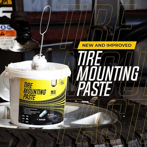 Tire Mounting Paste - Biodegradable Universal Lubricant with Applicator for Motorcycle, Bike, Truck, ATV - Direct Application - For Low-Profile, Aluminum & Alloy Wheel (7.7 Pounds + Swab) in Saudi Arabia