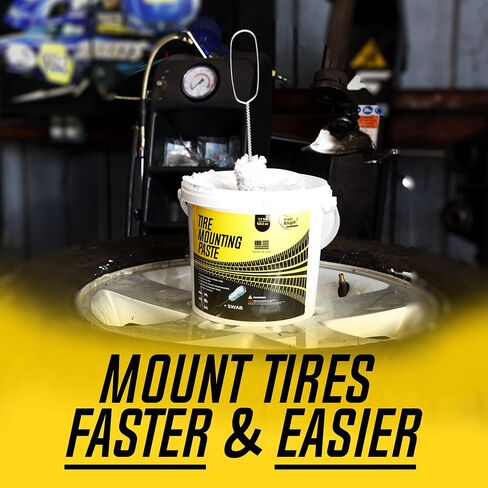 Tire Mounting Paste - Biodegradable Universal Lubricant with Applicator for Motorcycle, Bike, Truck, ATV - Direct Application - For Low-Profile, Aluminum & Alloy Wheel (7.7 Pounds + Swab) in Saudi Arabia