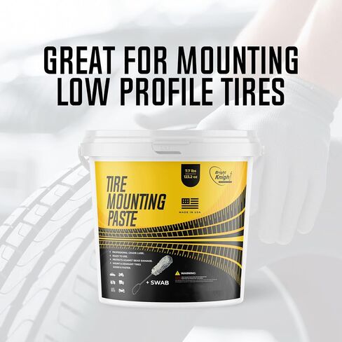 Tire Mounting Paste - Biodegradable Universal Lubricant with Applicator for Motorcycle, Bike, Truck, ATV - Direct Application - For Low-Profile, Aluminum & Alloy Wheel (7.7 Pounds + Swab) in Saudi Arabia