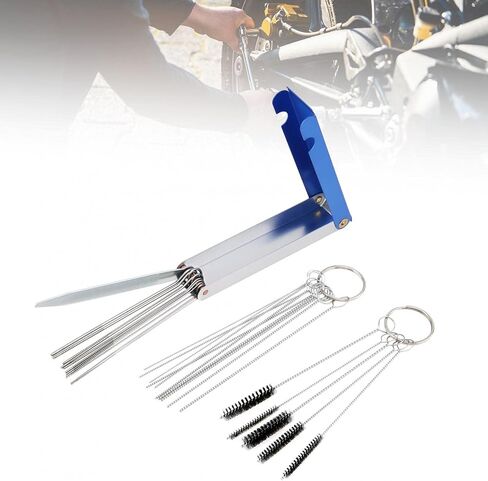 28pcs Carburetor Carbon Dirt Jet Cleaner Kit, 13 Wires Set + 10 Cleaning Needles + 5 Nylon Brushes Tool Kit for Motorcycle ATV Moped Welder Carb Spray Torch Tips in Saudi Arabia