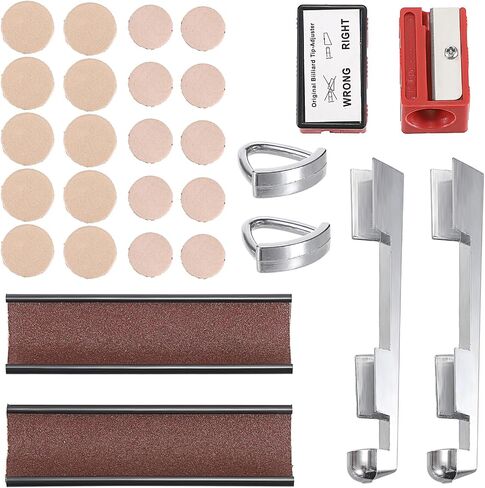 OwnMy 26PCS Pool Cue Tip Repair Kit Pool Cue Tips Replacement Kit Billiard Cue Repair Accessories - 11mm and 13mm Billiard Cues Tips Pool Cue Clamps Cue Tip Trimmers Cue Tip Shapers for Pool Sticks in Saudi Arabia