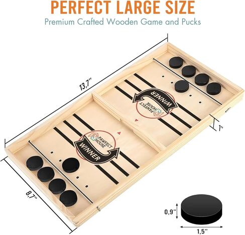 Pawfect House Best Interactive Game Ever - Large Size Fast Sling Puck Game for Family, Friends, Table Games for Adults and Family Wooden Hockey Game Sling Puck, Ideal for Family Game Nights or Parties in Kuwait