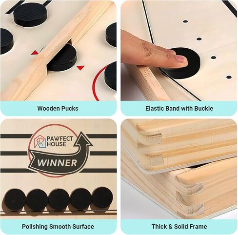 Pawfect House Best Interactive Game Ever - Large Size Fast Sling Puck Game for Family, Friends, Table Games for Adults and Family Wooden Hockey Game Sling Puck, Ideal for Family Game Nights or Parties in Kuwait