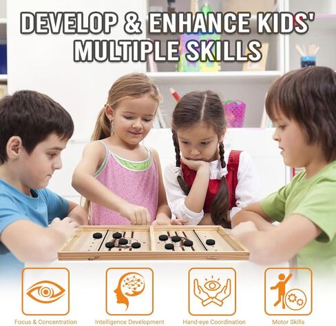 Pawfect House Best Interactive Game Ever - Large Size Fast Sling Puck Game for Family, Friends, Table Games for Adults and Family Wooden Hockey Game Sling Puck, Ideal for Family Game Nights or Parties in Kuwait