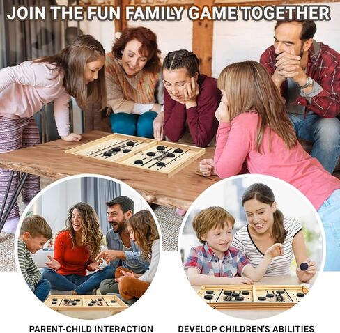 Pawfect House Best Interactive Game Ever - Large Size Fast Sling Puck Game for Family, Friends, Table Games for Adults and Family Wooden Hockey Game Sling Puck, Ideal for Family Game Nights or Parties in Kuwait