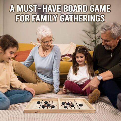 Pawfect House Best Interactive Game Ever - Large Size Fast Sling Puck Game for Family, Friends, Table Games for Adults and Family Wooden Hockey Game Sling Puck, Ideal for Family Game Nights or Parties in Kuwait