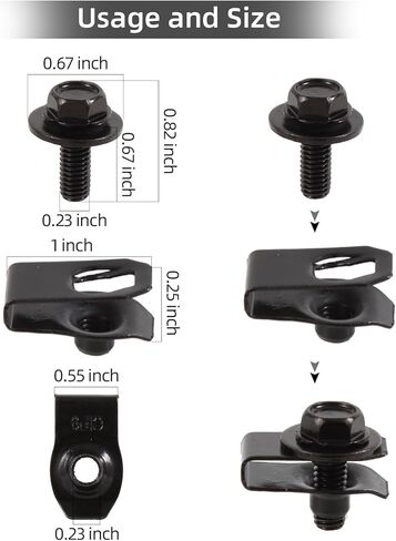 35 قطعة من براغي براغي جسم المحرك تحت غطاء سبلاش شيلد، مشابك ممتصة للصدمات، مشابك دفع وسحب على شكل حرف U متوافقة مع معظم المركبات in Kuwait