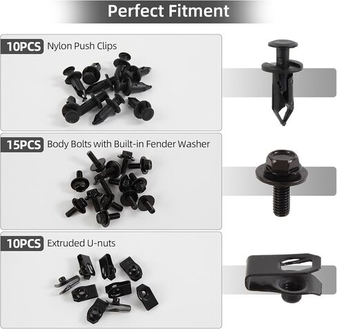 35 قطعة من براغي براغي جسم المحرك تحت غطاء سبلاش شيلد، مشابك ممتصة للصدمات، مشابك دفع وسحب على شكل حرف U متوافقة مع معظم المركبات in Kuwait