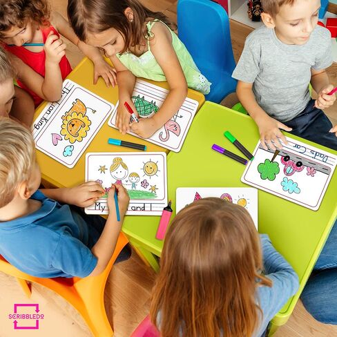 لوح مسح جاف مبطن بالسبورة مزدوجة الجوانب للأطفال، ممارسة الكتابة اليدوية على لوح الكتابة - لوح مسح جاف أبيض صغير مقاس 9 × 12 مع خطوط، مستلزمات المعلم التعليمية in Kuwait