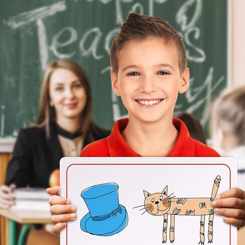 لوح مسح جاف مبطن بالسبورة مزدوجة الجوانب للأطفال، ممارسة الكتابة اليدوية على لوح الكتابة - لوح مسح جاف أبيض صغير مقاس 9 × 12 مع خطوط، مستلزمات المعلم التعليمية in Kuwait