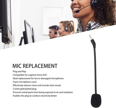Microphone Replacement for Astro A30 Headset, 2.5mm Detachable Game Boom Microphone, Omni Directional Noise Cancelling Microphone, Plug and Play in Saudi Arabia