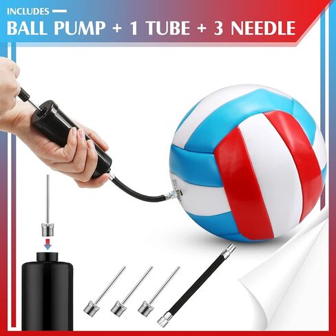 12 Pieces Size 5 Recreational Volleyballs with Air Pump Regulation Soft Volleyball Balls for Outdoor or Indoor Play, Waterproof, Sky Blue, White, Red in Saudi Arabia