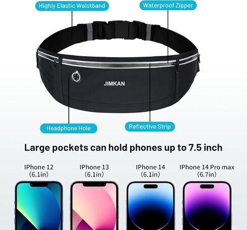 حزام جري نحيف للهاتف، حقيبة فاني للتمرين للنساء والرجال، حقيبة خصر كبيرة السعة مع 3 جيوب، حقيبة جري لا ترتد للمشي وركوب الدراجات والمشي وصالة الألعاب الرياضية (رمادي) in Kuwait
