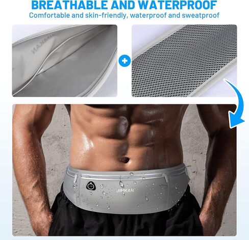 Slim Running Belt for Phone, Workout Fanny Pack for Women Men, Large Capacity Runner Waist Bag with 3 Pouches, No Bounce Running Pouch for Walking, Cycling, Walking, Gym (Black) in Saudi Arabia