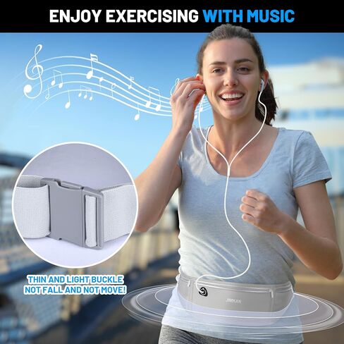 Slim Running Belt for Phone, Workout Fanny Pack for Women Men, Large Capacity Runner Waist Bag with 3 Pouches, No Bounce Running Pouch for Walking, Cycling, Walking, Gym (Black) in Saudi Arabia