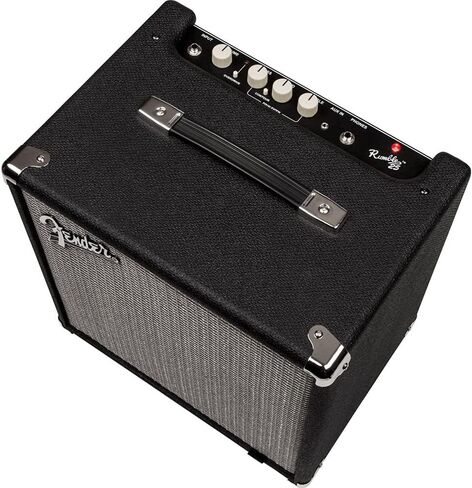 Fender Rumble 25 (V3) Bass Amplifier with 8" Speaker Bundle with Fender Joe Strummer Instrument Cable (13ft) Straight/Straight, Drab Green in Saudi Arabia