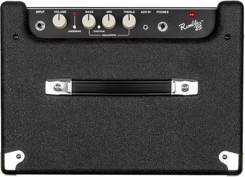Fender Rumble 25 (V3) Bass Amplifier with 8" Speaker Bundle with Fender Joe Strummer Instrument Cable (13ft) Straight/Straight, Drab Green in Saudi Arabia