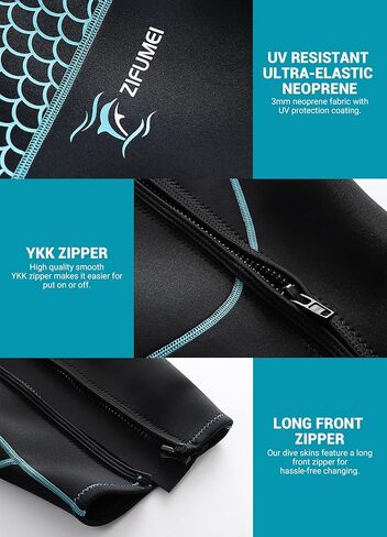 3mm Shorty Wetsuit Women - Neoprene Diving Suits Front Zip Full Body Dive Skin Rash Guard for Diving Snorkeling Surfing Swimming in Saudi Arabia