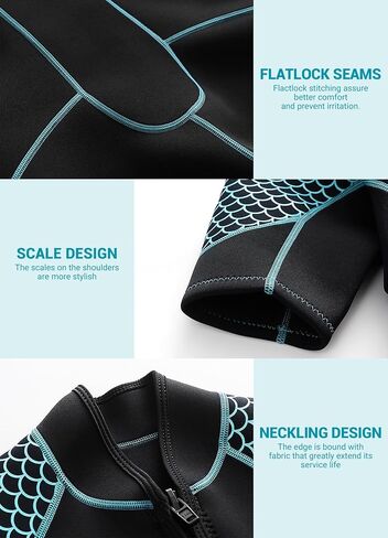 3mm Shorty Wetsuit Women - Neoprene Diving Suits Front Zip Full Body Dive Skin Rash Guard for Diving Snorkeling Surfing Swimming in Saudi Arabia