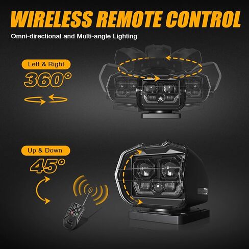 كشاف كشاف للقارب، كشاف كشاف للتحكم في كشاف الشاحنة 80 وات 360 درجة LED دوار للتحكم في بقعة ضوء العمل لشاحنات الدفع الرباعي على الطرق الوعرة والقوارب المنزلية in Kuwait