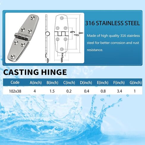 SHENGHUISS Boat Hatch Casting Hinge 316 Stainless Steel Marine Heavy Duty Door Hinges for Boat, Yacht with Screws in Saudi Arabia