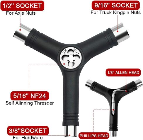 BESIY All-in-one Multi-Functional Portable Skate Tool Set of 2, T-Tool&Y-Tool for Skateboard Longboard Mini Skateboard Cruiser Scooter in Kuwait