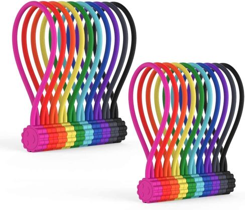 Rich&Ray Magnetic Reusable Silicone Cable Ties, Phone Cord Holder 7.48'' | For Headphone Cables, Charging Cable Organizer, Book Markers, Hanging Stuff in Kuwait