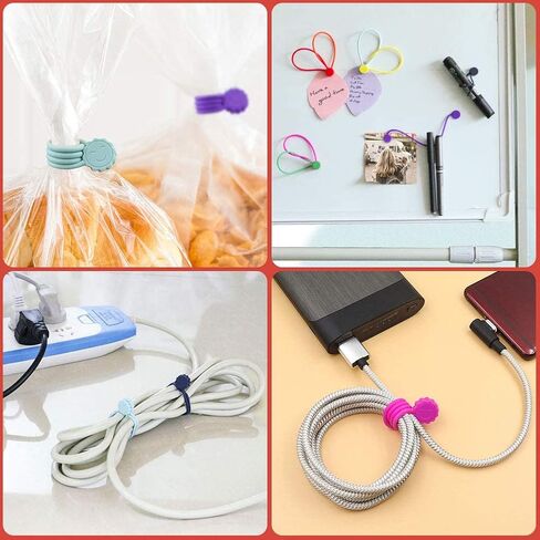Rich&Ray Magnetic Reusable Silicone Cable Ties, Phone Cord Holder 7.48'' | For Headphone Cables, Charging Cable Organizer, Book Markers, Hanging Stuff in Kuwait