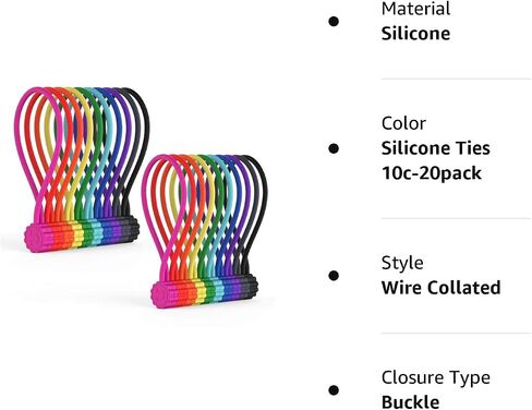 Rich&Ray Magnetic Reusable Silicone Cable Ties, Phone Cord Holder 7.48'' | For Headphone Cables, Charging Cable Organizer, Book Markers, Hanging Stuff in Kuwait