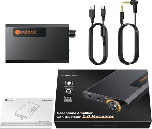 مضخم سماعة الرأس المحمول Neoteck مقاس 3.5 مم مع جهاز استقبال Bluetooth 5.0، ومفتاح كسب على مرحلتين، ومضخم سماعة HiFi 16-300 أوم، وسطح من الألومنيوم غير اللامع in Kuwait