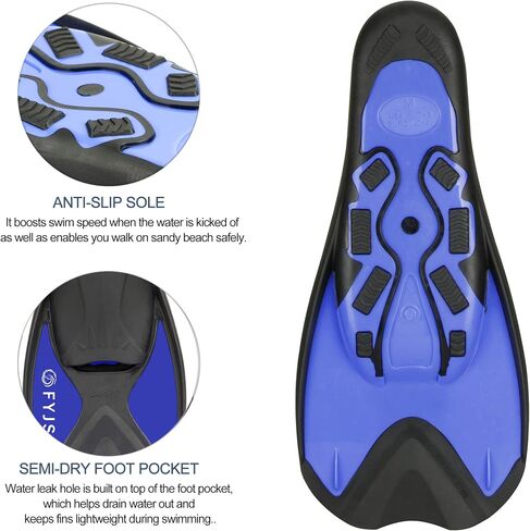F FYJS Short Swim Fins, Travel Size Diving Flippers with Mesh Carrying Bag for Adult Men Women in Saudi Arabia