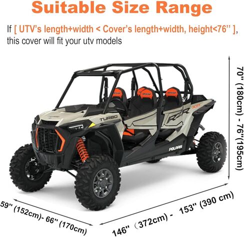 غطاء نيفرلاند UTV عالي التحمل، غطاء مقاوم للماء 4-6 مقاعد جنبًا إلى جنب، 4 أبواب للتخزين في جميع الأحوال الجوية، شريط عاكس لبولاريس RZR XP Can Am Defender Defender Maverick Yamaha in Kuwait