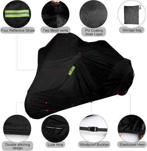 Waterproof Motorcycle Cover Replace for Harley Davidson Cruiser Models, 420D Oxford Cloth Softail, Dyna, Iron 883, Fat Boy 114, Forty-Eight, Low Rider, Sport Glide Cover for Snow Rain Protection in Saudi Arabia