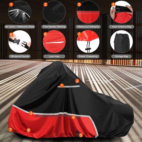 Waterproof Motorcycle Cover Replace for Harley Davidson Cruiser Models, 420D Oxford Cloth Softail, Dyna, Iron 883, Fat Boy 114, Forty-Eight, Low Rider, Sport Glide Cover for Snow Rain Protection in Saudi Arabia