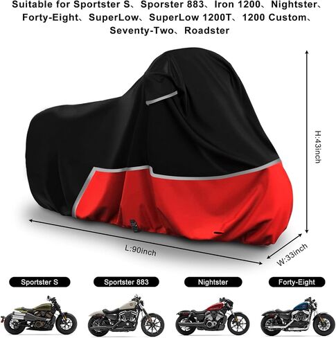 Waterproof Motorcycle Cover Replace for Harley Davidson Cruiser Models, 420D Oxford Cloth Softail, Dyna, Iron 883, Fat Boy 114, Forty-Eight, Low Rider, Sport Glide Cover for Snow Rain Protection in Saudi Arabia