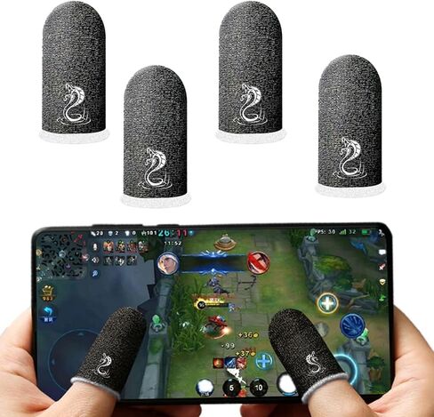 Arimilk Mobile Gaming Finger Sleeve, Gamer's Thumb Protector/Stabilizer/Compression Support Sleeve, PUBG Gaming Grip Gloves/Sleeve/Pouch, Durable Fiber/Breathable/Sweatproof, 4 Piece Set (White) in Saudi Arabia