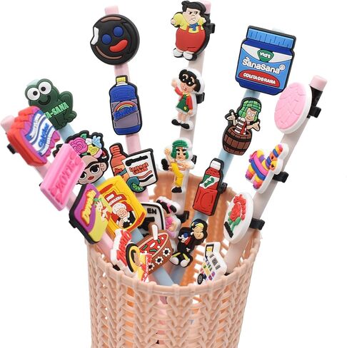 24PCS Mexican Pencil Toppers Pencil Clip Decoration for Students Gifts Awards,Chavo del ocho Straw Toppers for tumbler Glass Straw Decoration in Saudi Arabia
