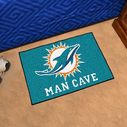 FANMATS 14325 Miami Dolphins Man Cave Starter Mat Accent Rug - 19in. x 30in. | Sports Fan Home Decor Rug and Tailgating Mat in Saudi Arabia