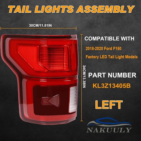 Nakuuly LED Tail Light with Blind Spot Compatible With Ford F150 2018 2019 2020 Left Driver Side Taillight Rear Brake Lamp Signal Assembly # ‎KL3Z13405B (Module NOT Included) in Saudi Arabia