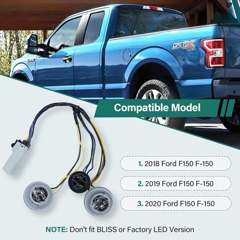 مجموعة مصابيح الذيل متوافقة مع Ford F-150 2018 2019 2020 نوع الهالوجين، F150 OE-Style استبدال JL3Z-13404-H، مع لمبة وحزام أمان، بدون LED، بدون نقطة عمياء، جانب الركاب الأيمن in Kuwait