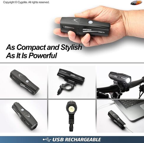 Cygolite Ranger – 1,400 Lumen Bike Light – 5 Night & 3 Daytime Modes – Compact & Durable – IP67 Waterproof – Secured Hard Mount – USB Rechargeable Headlight – for Road, Mountain, Commuter Bicycles in Saudi Arabia