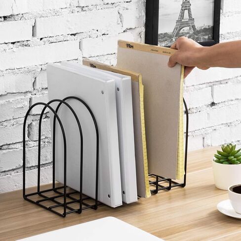 MyGift Large Desktop Document Holder, Black Metal Wire File Folder Organizer Rack with 8-Slots and Arch Design in Saudi Arabia