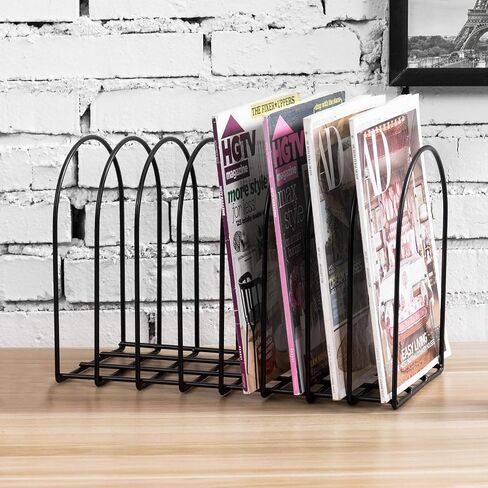 MyGift Large Desktop Document Holder, Black Metal Wire File Folder Organizer Rack with 8-Slots and Arch Design in Saudi Arabia
